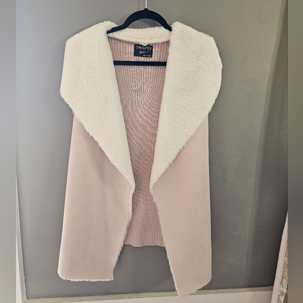 Twelfth Street By Cynthia Vincent Blush Pink FauxShearling Vest